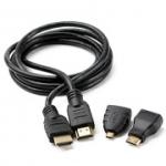  Комплет HDMI кабел и преходници - HDMI Male към HDMI Male, 1.5m, Mini HDMI към HDMI Female адаптер, Micro HDMI към HDMI Female адаптер