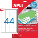 APLI No. 12925 fehér színű 48, 5 x 25, 4 mm méretű, univerzálisan nyomtatható, öntapadós etikett címke, permanens ragasztóval A4-es íven - kiszerelés: 440 címke / 10 ív (LCA12925)