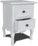 vidaXL Noptieră cu 2 sertare, MDF, alb (60637) - vidaxl
