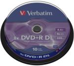 Verbatim DVD+R 8, 5GB 8x DL henger 10db (43666)