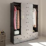 vidaXL Dulap modular cu 18 compartimente alb și negru 37x146x180, 5 cm (240501) Garderoba