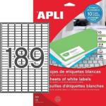 APLI No. 12927 fehér színű 25, 4 x 10 mm méretű, univerzálisan nyomtatható, öntapadós etikett címke, permanens ragasztóval A4-es íven - kiszerelés: 1890 címke / 10 ív (LCA12927)