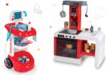 Smoby Set cărucior medical Smoby cu sunete, tensiometru, bucătărie electronică cu efecte sonore, luminoase și 21 de accesorii (SM24475-9)