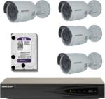 HIKVISION Kit COMPLET de supraveghere video Hikvision cu 4 camere video IP interior/exterior 2MP tip bullet , HDD 1TB si 100m cablu UTP