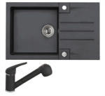 Alveus Rock 130 egymedencés csepptálcás gránit mosogató + Színazonos Alveus zuhanyfejes csaptelep (Rock 130-ZUH-G91)