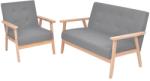 vidaXL Set canapele 2 piese Textil Gri deschis (275176) Canapea