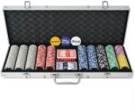 vidaXL Set de poker cu 500 de jetoane cu laser din aluminiu (80184) - vidaxl