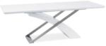 TEMPO KONDELA Meghosszabbítható étkezőasztal, fehér extra magasfényű HG/fém, 160-220x90 cm, KROS - mindigbutor