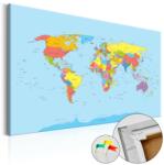 Artgeist Kép parafán - Rainbow Geography [Cork Map] Parafa világtérkép - vászonkép 120x80