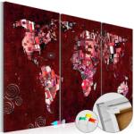 Artgeist Kép parafán - Ruby World [Cork Map] Parafa világtérkép - vászonkép 120x80