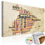 Artgeist Kép parafán - Spanish Cities (ES) [Cork Map] Parafa világtérkép - vászonkép 120x80