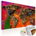 Artgeist Kép parafán - Impressive World [Cork Map] Parafa világtérkép - vászonkép 120x80