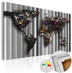 Artgeist Kép parafán - Graphite World [Cork Map] Parafa világtérkép - vászonkép 60x40