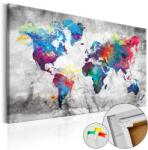 Artgeist Kép parafán - World Map: Grey Style [Cork Map] 120x80