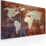Artgeist Kép - Rusty map of the World - triptych 60x40