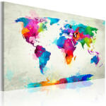 Artgeist Kép - falitérkép - Map of the world - an explosion of colors Világtérkép 90x60