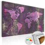 Artgeist Kép parafán - Amethyst Map [Cork Map] Parafa világtérkép - vászonkép 90x60