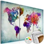 Artgeist Kép parafán - World in Colors [Cork Map] 120x80