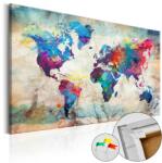 Artgeist Kép parafán - World Map: Colourful Madness [Cork Map] 120x80