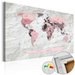 Artgeist Kép parafán - Pink Continents [Cork Map] 90x60