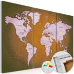 Artgeist Kép parafán - Mahogany Oceans [Cork Map] Parafa világtérkép - vászonkép 60x40