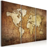 Artgeist Kép - falitérkép - World Map: Brown Texture Világtérkép 120x80