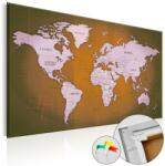 Artgeist Kép parafán - Copper Travels [Cork Map] Parafa világtérkép - vászonkép 90x60