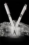 Art Crystella Golyóstoll, fehér, középen fehér SWAROVSKI® kristállyal töltve, 14cm, ART CRYSTELLA® (TSWGK201) - irodaoutlet