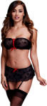 Baci Lace Up Bra Top Red & Garterskirt