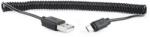 Gembird micro USB cable 2.0 coiled cable black 1, 8m (CC-mUSB2C-AMBM-6) - pcone