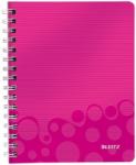 Leitz Caiet de birou WOW, PP, certificare FSC, reciclabil, A5, 80 coli, cu spira, matematica, Leitz roz E46410023 (46410023)