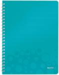 Leitz Caiet de birou WOW, PP, certificare FSC, reciclabil, A4, 80 coli, cu spira, dictando, Leitz turcoaz E46370051 (46370051)