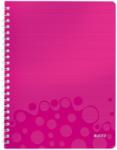 Leitz Caiet de birou WOW, PP, certificare FSC, reciclabil, A4, 80 coli, cu spira, dictando, Leitz roz E46370023 (46370023)