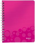 Leitz Caiet de birou WOW, PP, certificare FSC, reciclabil, A5, 80 coli, cu spira, dictando, Leitz roz E46390023 (46390023)