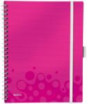 Leitz Caiet de birou WOW Be Mobile, PP, certificare FSC, reciclabil, A4, 80 coli, cu spira, matematica, Leitz roz E46450023 (46450023)
