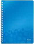 Leitz Caiet de birou WOW, PP, certificare FSC, reciclabil, A4, 80 coli, cu spira, matematica, Leitz albastru E46380036 (46380036)