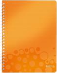 Leitz Caiet de birou WOW, PP, A4, cu spira, 80 coli, dictando, Leitz portocaliu metalizat E46370044 (46370044)