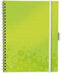 Leitz Caiet de birou WOW Be Mobile, PP, A4, cu spira, 80 coli, matematica, Leitz verde metalizat E46450064 (46450064)