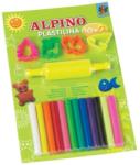 ALPINO Kit 10 +2 culori x 17gr plastilina + 4 forme modelaj + roller, in blister, ALPINO (MS-DP000052) - viamond