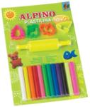 ALPINO Kit 10 +2 culori x 17gr plastilina + 4 forme modelaj + roller, in blister, ALPINO (MS-DP000052)