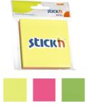 Hopax Notes autoadeziv 76 x 76 mm, 3 x 50 file/set, Stick"n - 3 culori fosforescente Notes autoadeziv 76x76 mm asortate (HO-21093)