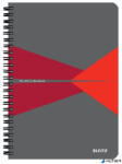 Leitz Spirálfüzet, A5, kockás, 90 lap, PP borító, LEITZ 'Office', szürke-piros (44981025/44980025)