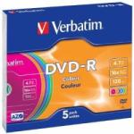 Verbatim DVD-R [ 4.7GB, 16x, slim jewel case, colorat , 5 bucati] (43557) - vexio