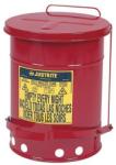 Justrite Fém szemetes kosár gyúlékony és veszélyes anyagokra, térfogata 34 l, piros