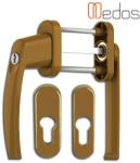 Medos Victory lapított kulcsos balkon átmenő kilincs rozettával bronz (194GOLD0045) - zar-zarbetet