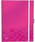 Leitz Caiet de birou LEITZ Wow Be Mobile, PP, A4, roz metalizat - dictando Dictando roz A4 Caiet cu spira 80 file (L-46440023)