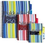 Pukka Pad Project Book A6, 125 file 80g/mp, cu spirala dubla, coperti PP, PUKKA Stripes - dictando Dictando A6 Project book 120 file (PK-PROBA6)