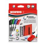 Kores Marker Whiteboard 4/set 3mm cu Burete Margnetic Kores (KO20863)