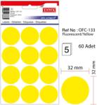Tanex Etichete autoadezive color, D32 mm, 120 buc/set, Tanex - galben fluorescent (TX-OFC-133-YE) - viamond