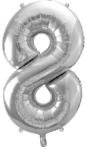  óriás szám fólia léggömb "8", ezüst